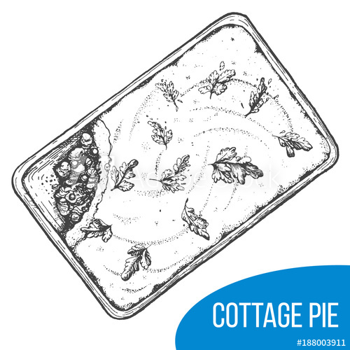 500x500 Sheppard Pie Sketch Vector Illustration. Engraved Vintage Hand - Pie Sketch
