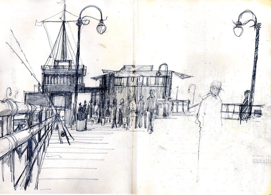 1152x830 Sketch Of The Day Santa Monica Pier - Pier Sketch