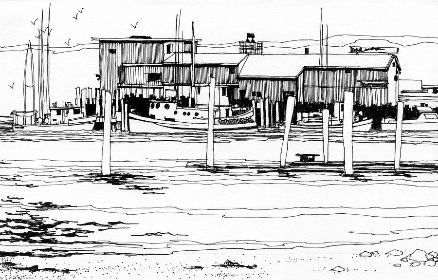 900x575 Seattle Pier Drawing By Robert Quisenberry - Pier Sketch