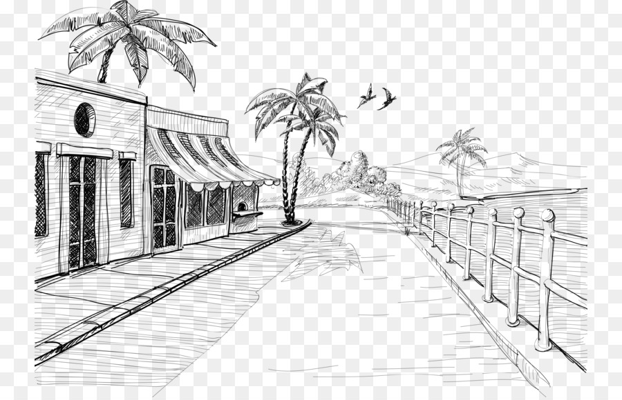 900x580 Street Drawing Sketch - Pier Sketch