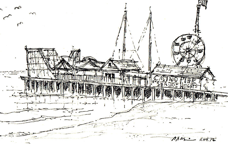 900x567 Casino Pier In Seaside Heights Nj Drawing By Jason Nicholas - Pier Sketch