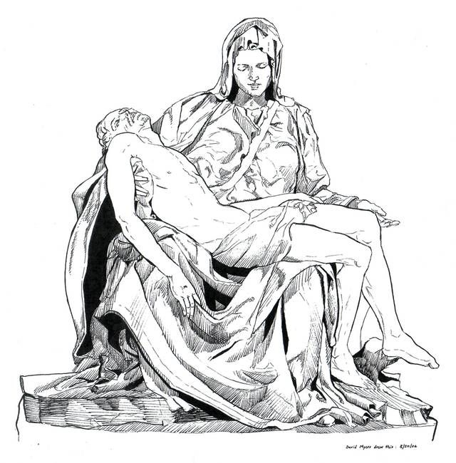 640x650 Pieta (After Michelangelo) By David Myers - Pieta Sketch