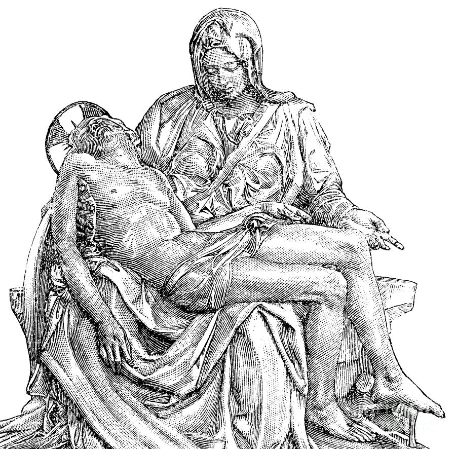 900x886 Pieta Drawing By Michelangelo - Pieta Sketch