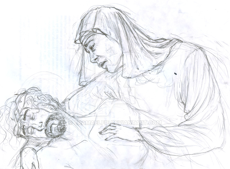 900x664 Sketch La Pieta By Dramaelfie - Pieta Sketch