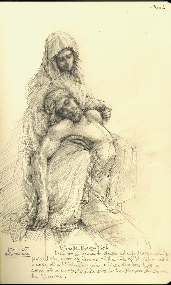 599x994 Sketches Of Italy Drawing The Motmot - Pieta Sketch
