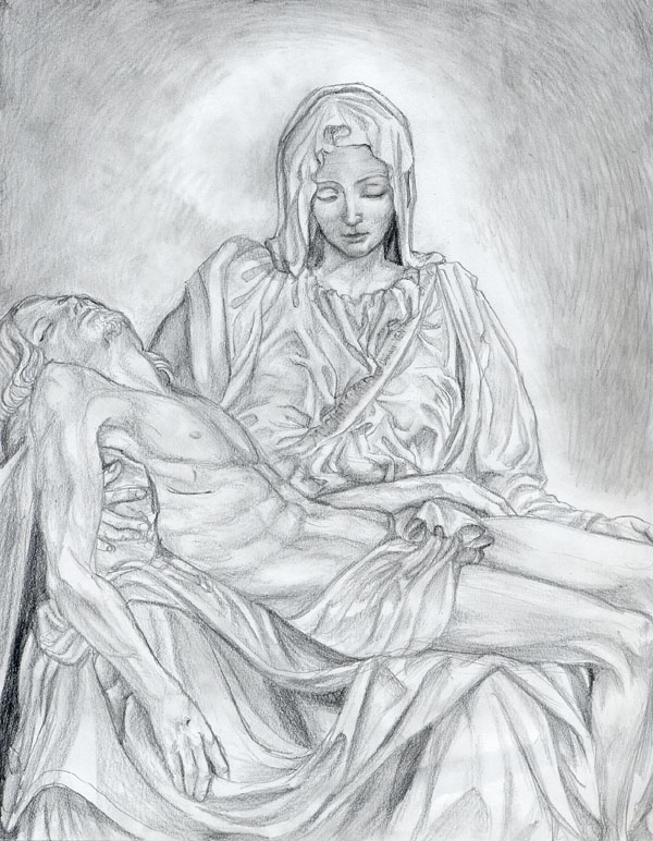 600x772 Mother And Child Pieta Sketch By Mayshing - Pieta Sketch