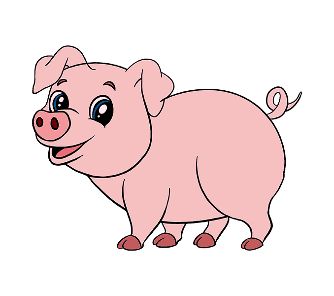 678x600 How To Draw A Cartoon Pig In A Few Easy Steps Easy Drawing Guides - Pig Cartoon Sketch