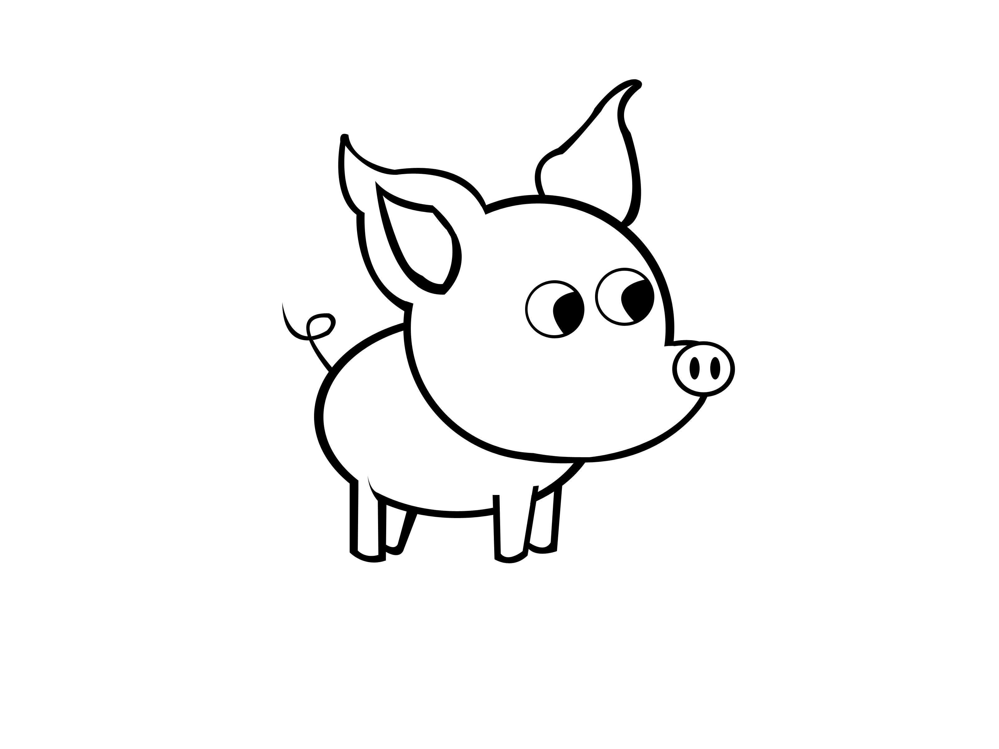 3200x2400 How To Draw A Simple Pig 9 Steps (With Pictures) - Pig Cartoon Sketch