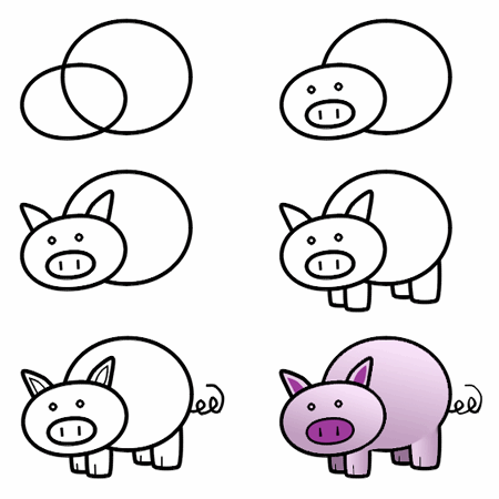 450x450 How To Draw A Pig - Pig Cartoon Sketch