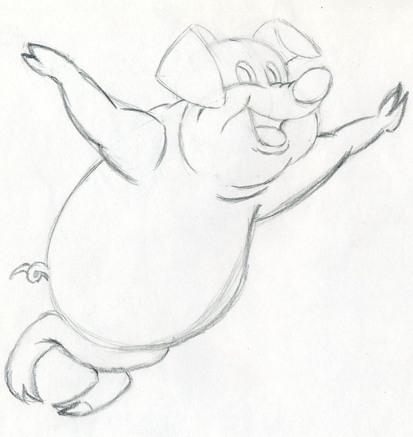 600x634 How To Draw Cartoon Pig, Self Confident, Leaning On The Wall - Pig Face Sketch