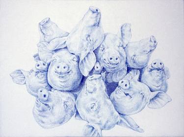 375x280 Pig Head Drawings For Sale Saatchi Art - Pig Head Sketch