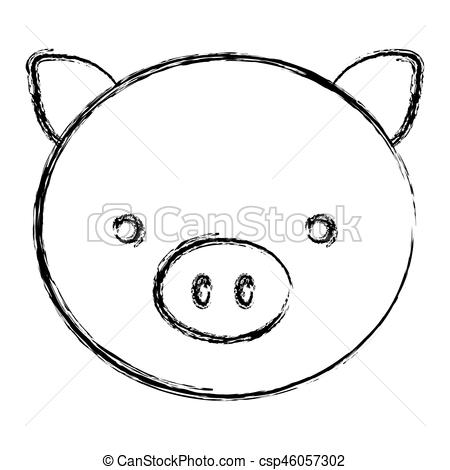 450x470 Pig Head Outline - Pig Head Sketch