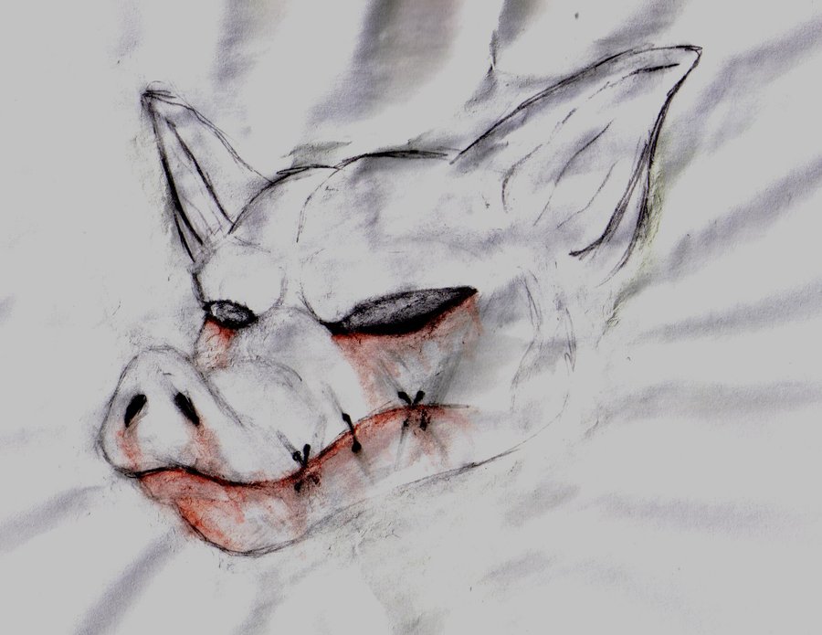 900x695 Pig Head 1 By Vampireselene13 - Pig Head Sketch