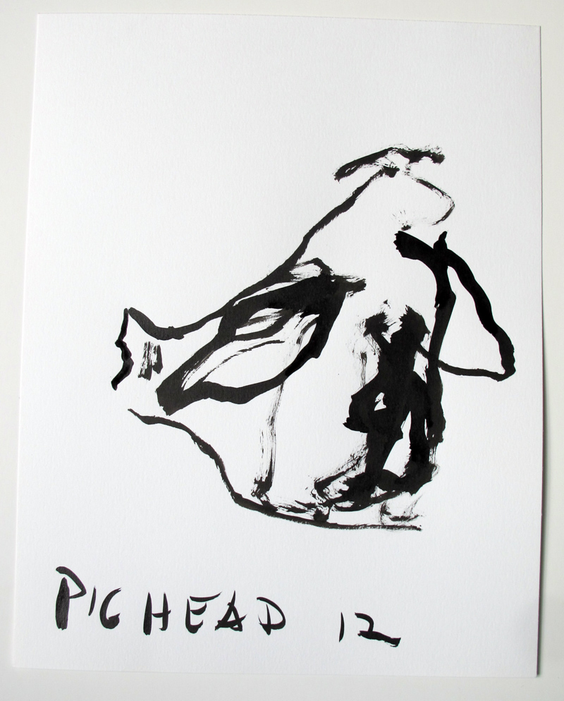 800x994 Rainer Ganahl Pighead Video Drawing - Pig Head Sketch