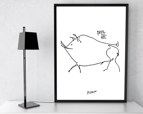 570x453 Picasso Pig Print. Picasso Sketches. Picasso Little Pig Etsy - Pig Sketch Images