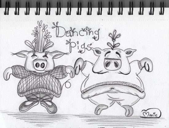 550x418 Dancing Pig Sketch - Pig Sketch Images
