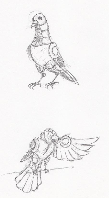 454x826 Mecha Pigeon Sketch Weasyl - Pigeon Sketch