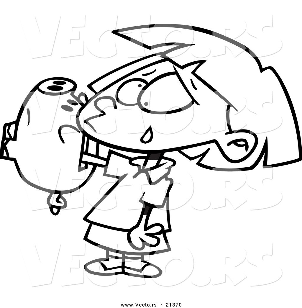 1024x1044 Girl With Empty Piggy Bank Png Stock - Piggy Bank Sketch