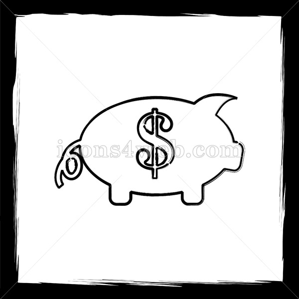 600x600 Piggy Bank Sketch Icon. - Piggy Bank Sketch
