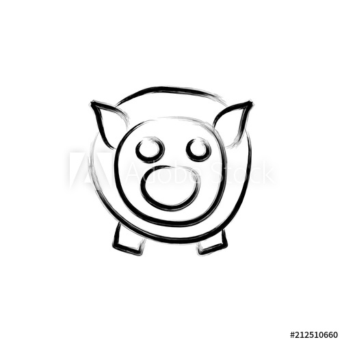 500x500 Piggy Bank Sketch Style Illustration - Piggy Bank Sketch
