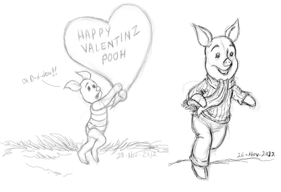 900x615 Two Piglet Sketches By Atrixfromice - Piglet Sketch
