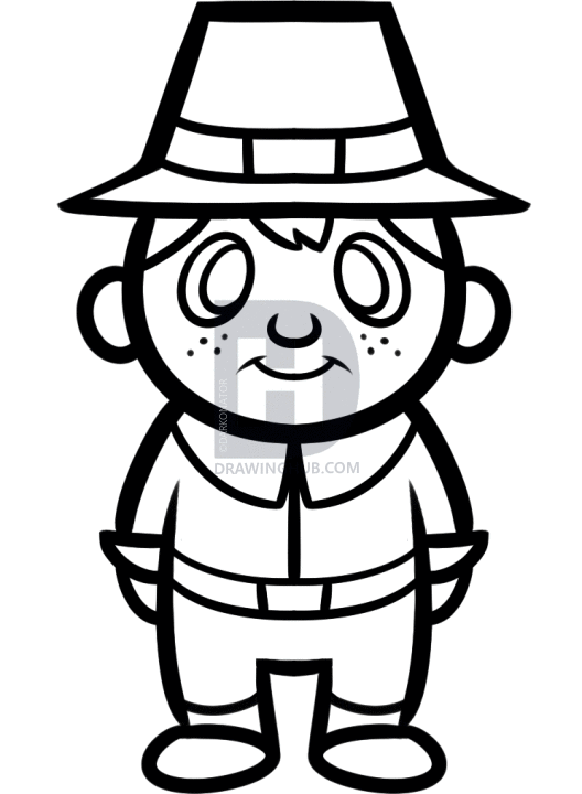 528x720 How To Draw A Pilgrim Easy, Step By Step, Drawing Guide, By - Pilgrim Sketch