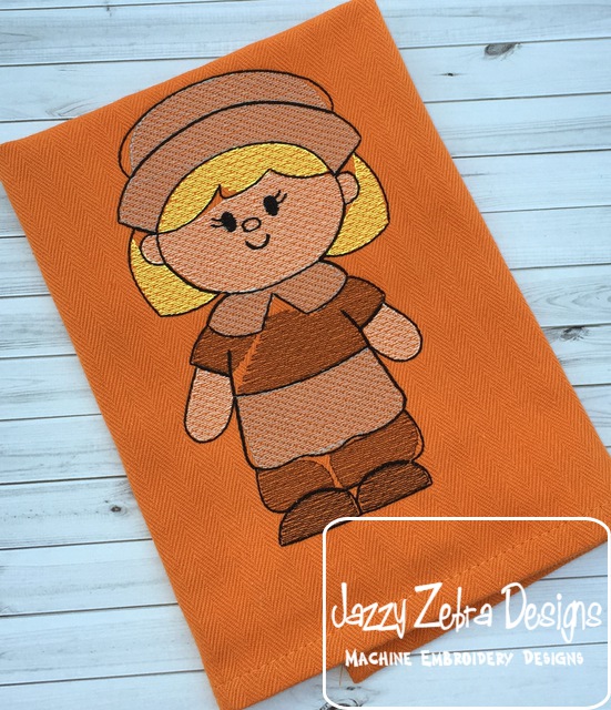 551x640 Pilgrim Girl Sketch Embroidery Design - Pilgrim Sketch