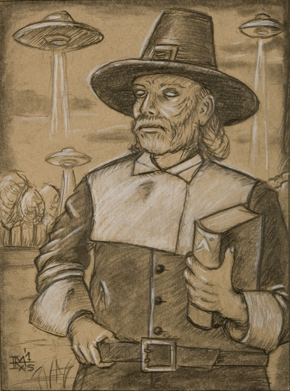 1000x1347 Pilgrim Sketch Mark Rogers Art - Pilgrim Sketch