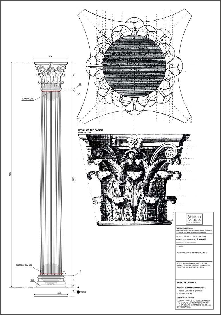 772x1100 Renaissance Pillar Drawing - Pillar Sketch