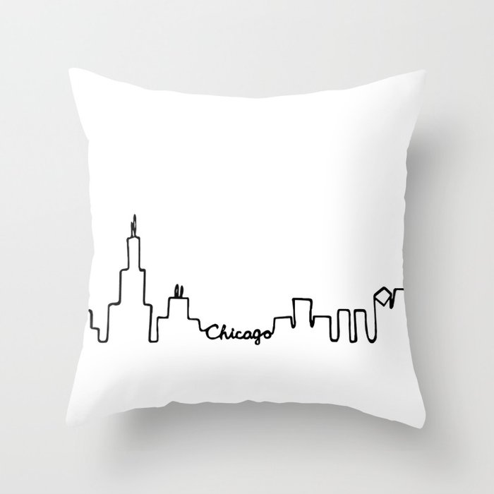 700x700 Chicago Skyline Abstract Sketch Throw Pillow By Stopthepresses - Pillow Sketch