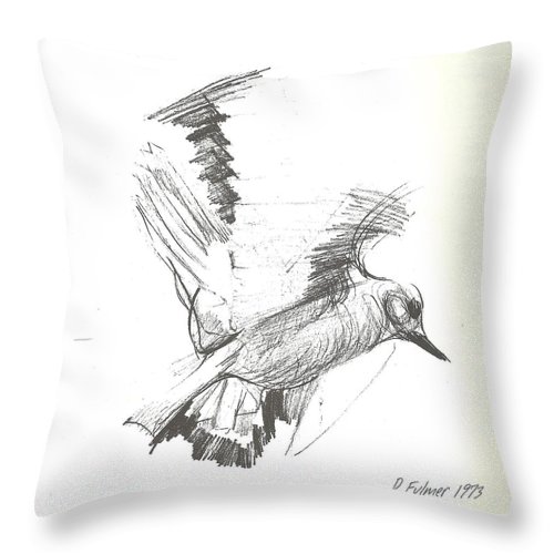 500x500 Flying Bird Sketch Throw Pillow For Sale By Denise Fulmer - Pillow Sketch