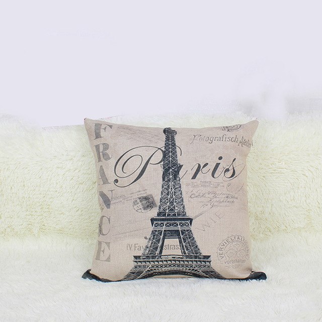 640x640 Home Fashion Classical Paris Style Vintage Throw Cotton Pillow - Pillows Sketch