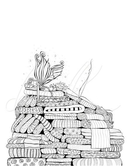 435x566 Pile Of Pillows The Most Whimsical And Original Art, Giclee - Pillows Sketch