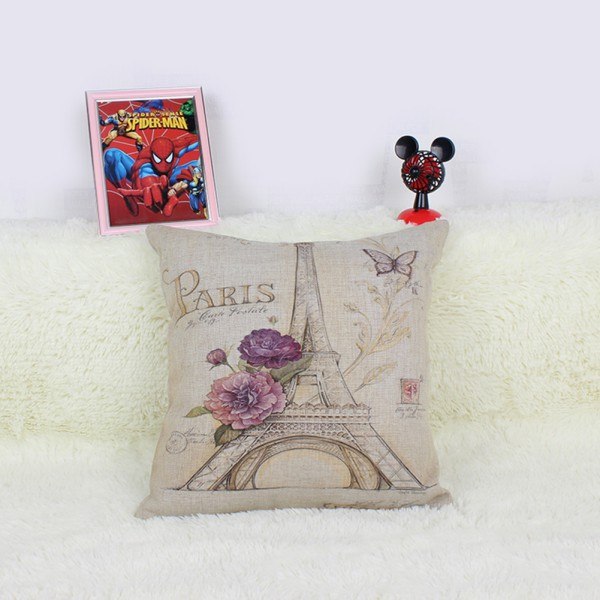600x600 Retro Pillow Shell Bulding Of Paris Pillows Sketch Cotton Linen - Pillows Sketch