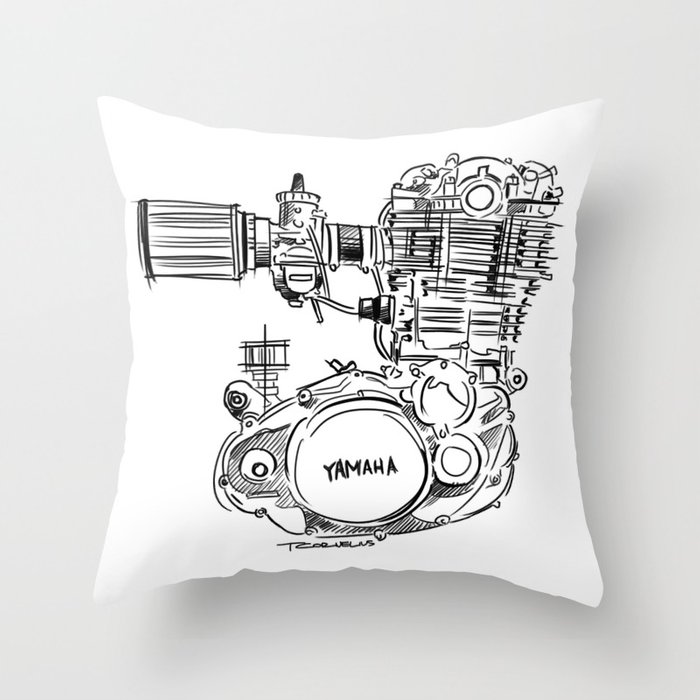 700x700 Yamaha Sr500 Motor Sketch Throw Pillow By Tcornelius Society6 - Pillows Sketch