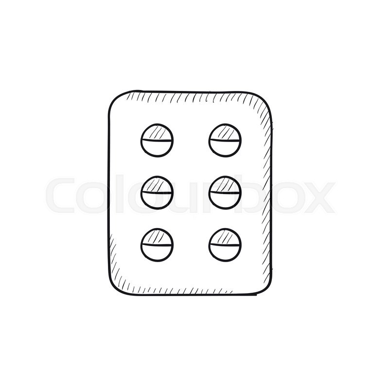 800x800 Plate Of Pills Vector Sketch Icon Isolated On Background. Hand - Pills Sketch