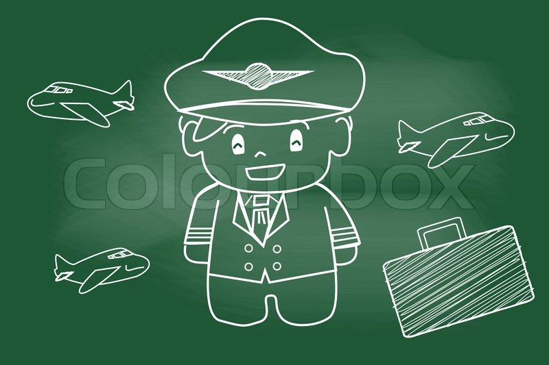 800x533 Scribble Sketch Of Pilot On Blackboard Stock Vector Colourbox - Pilot Sketch