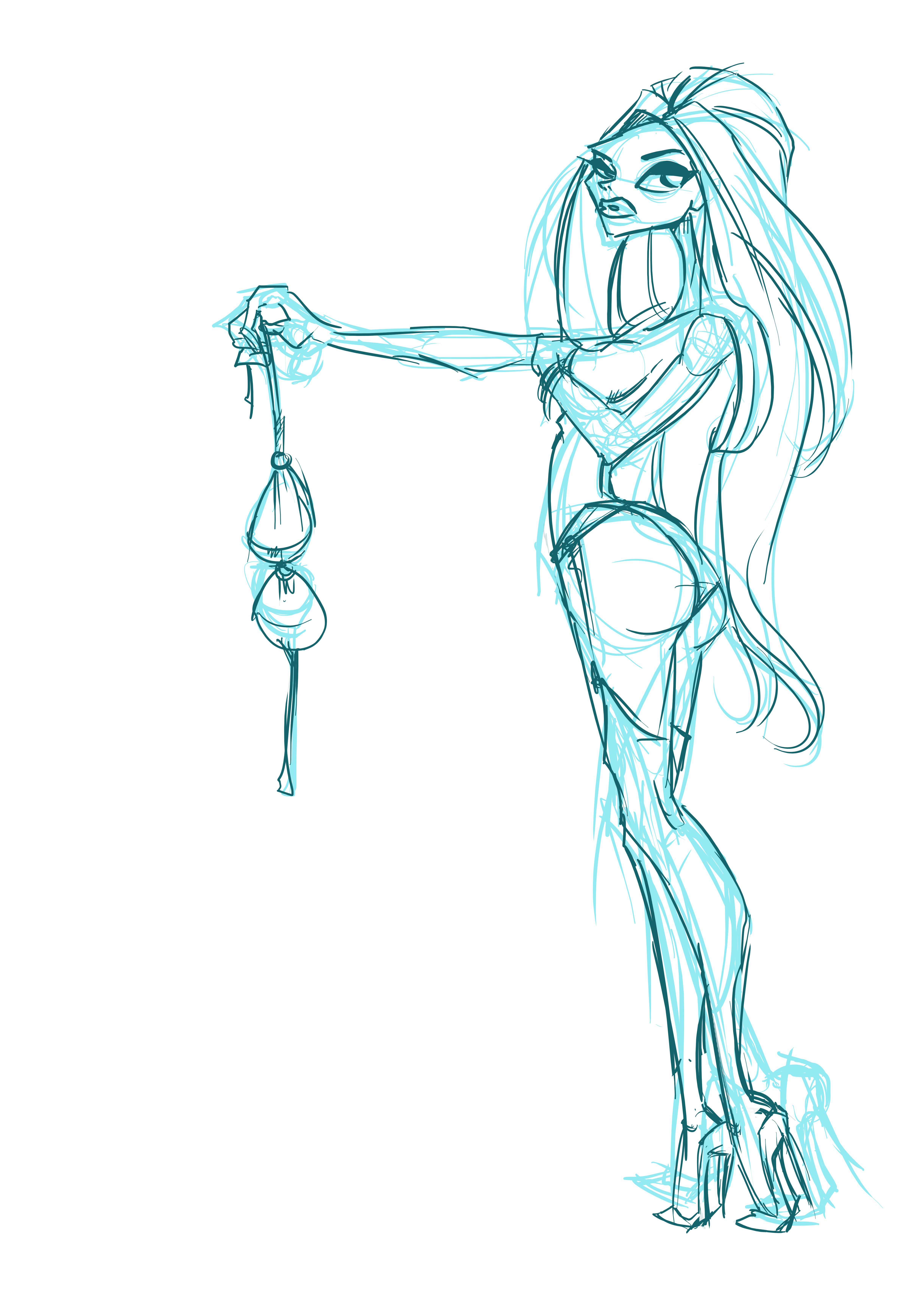 4881x6807 Pin Up Girl Quick Sketch Edwardian Taylor - Pin Up Sketch