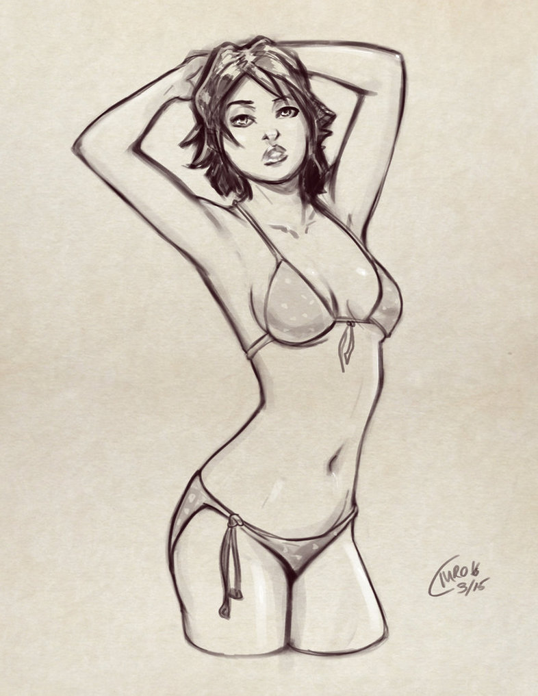 786x1017 Back To The Beach Pin Up Sketch By Mro16 - Pin Up Sketch