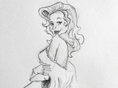 400x300 Pinup Sketch By Amy Hood - Pin Up Sketch