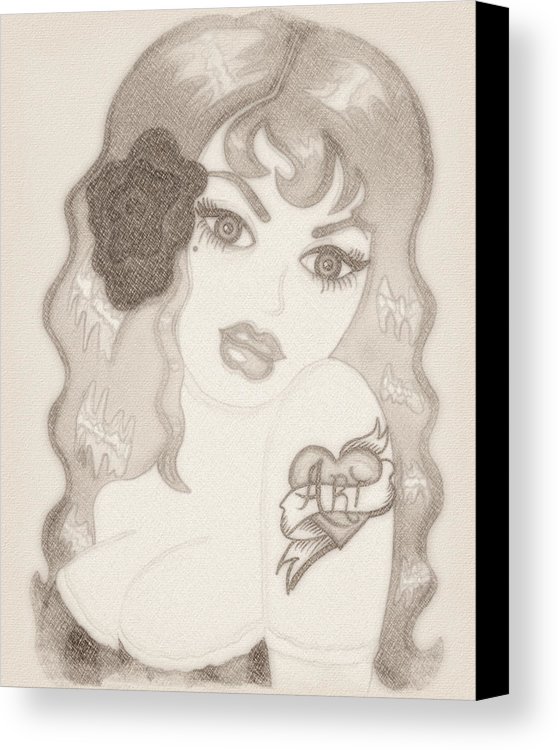 558x750 Vintage Pinup Sketch Canvas Print Canvas Art By Little Bunny - Pin Up Sketch