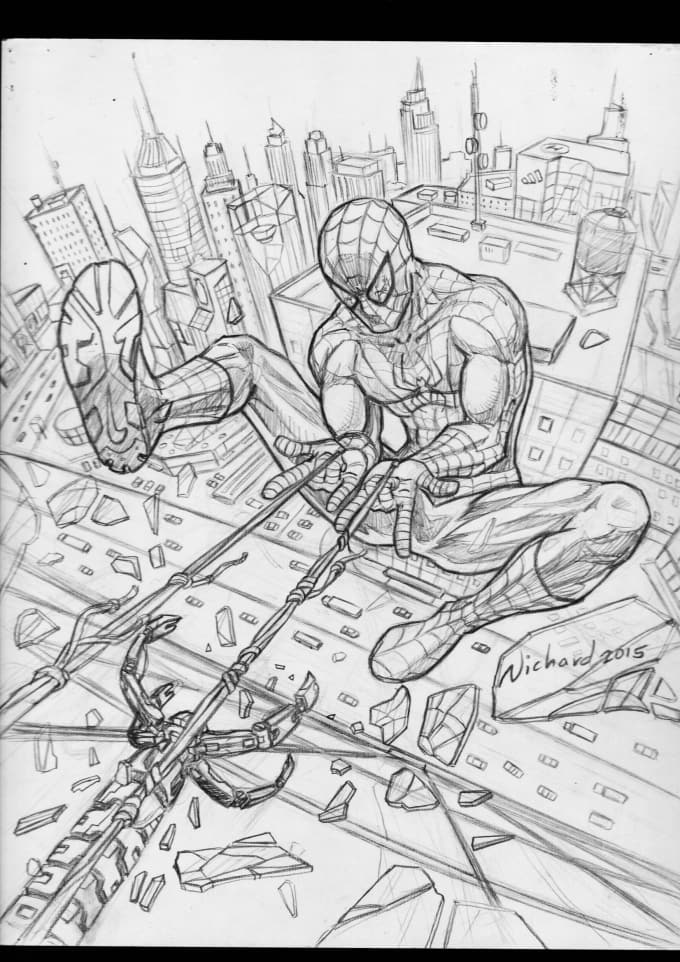 680x962 Draw Comic Pin Up Sketch Or Line Art By Nichard - Pin Up Sketch