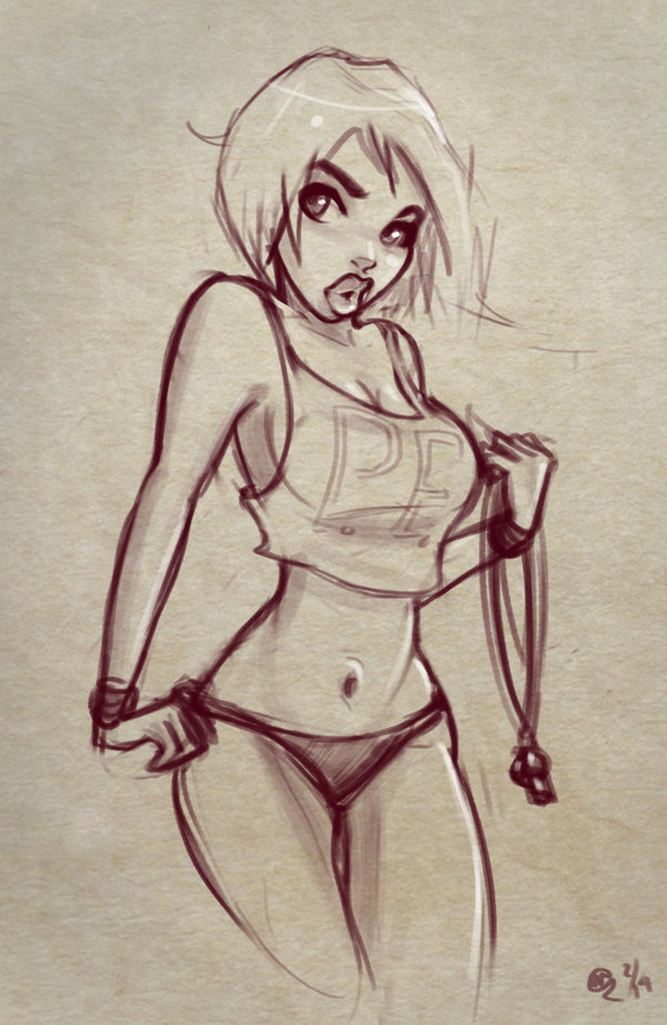 600x922 Gym Teacher Pin Up Sketch By Mro16 - Pin Up Sketch