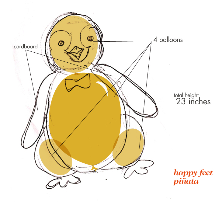 730x664 Happy Feet Be Scrumptious - Pinata Sketch