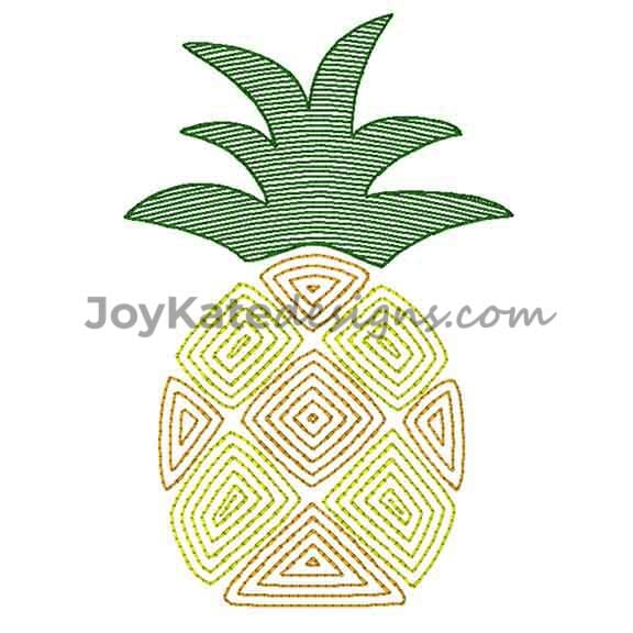 576x576 Pineapple Sketch Vintage Embroidery Design Joy Kate Designs - Pineapple Sketch
