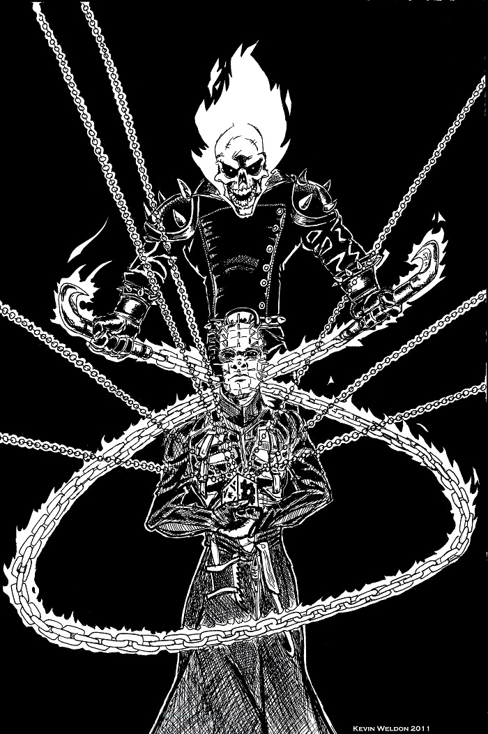 700x1052 Sketch Paddys Ghost Rider Vs Pinhead - Pinhead Sketch