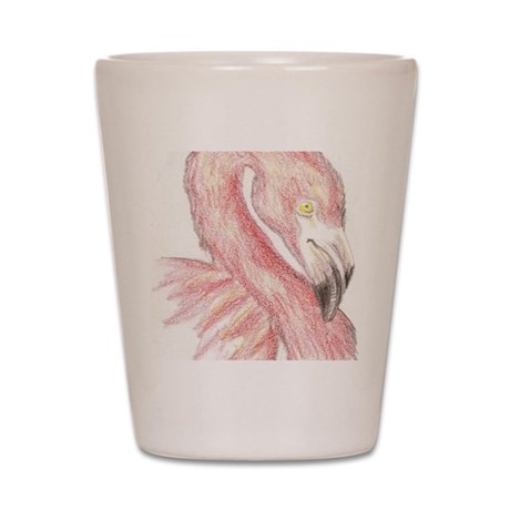 460x460 Flamingo Drawing Shot Glasses - Pink Flamingo Sketch
