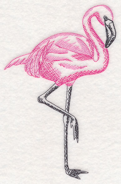 388x589 Machine Embroidery Designs - Pink Flamingo Sketch
