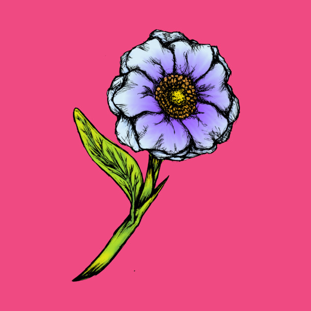 630x630 Flower Sketch (Forget Me Not Blue) - Pink Flower Sketch