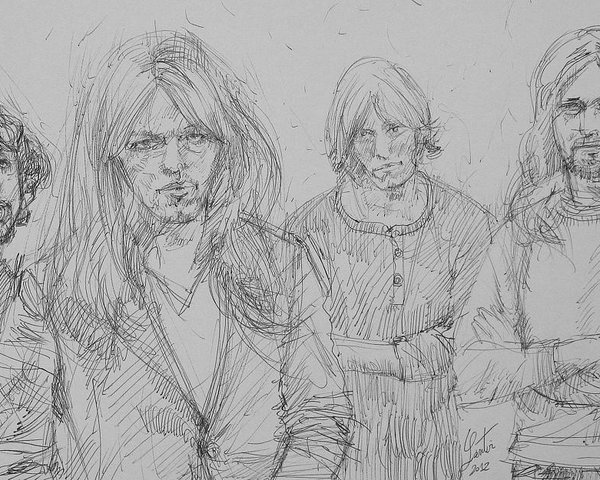 600x480 Pink Floyd Pen Portrait Poster By Fabrizio Cassetta - Pink Floyd Sketch